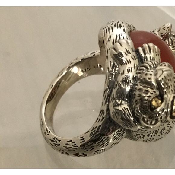 Vintage JOHN HARDY JAI 925/14k Carnelian/Citrine Double LEOPARD RING Sz 7.5 Rare - Picture 3 of 11